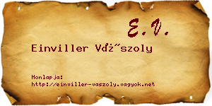 Einviller Vászoly névjegykártya